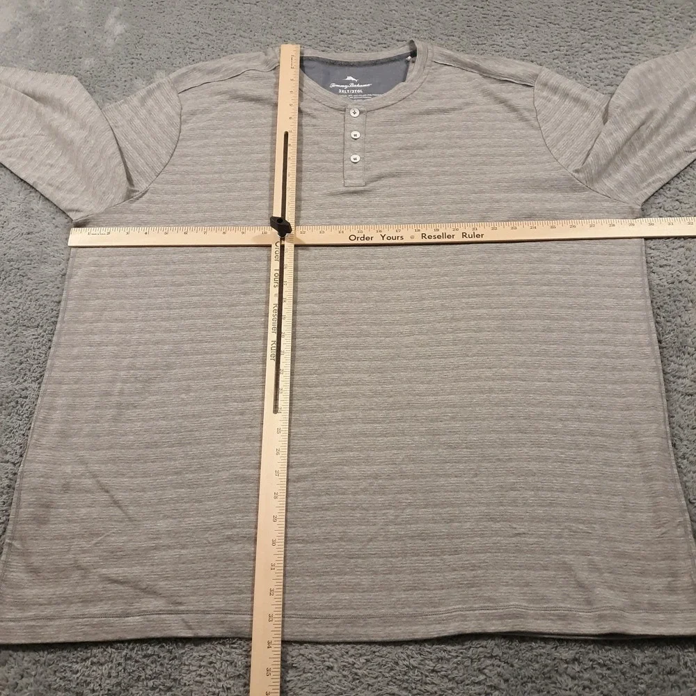 Tommy Bahama Sweater Mens 3XL Tall Pullover Gray Henley Organic Cotton